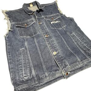 FUBU‎ Vintage Denim Vest Men's XL Y2K Hip Hop Streetwear Logo 100% Cotton